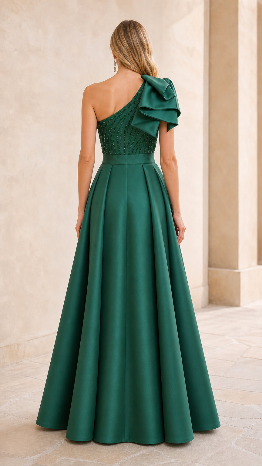 Emerald Green formal dress back view