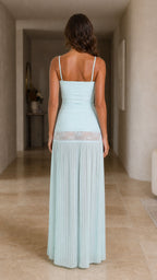 Back view of Light Blue maxi dress