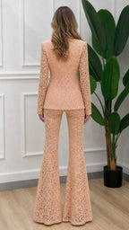 Back view of apricot lace matching set