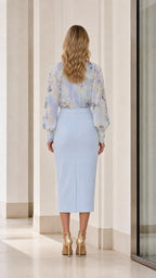 Back view of light blue set