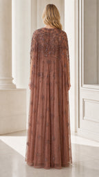 Back view of dusty rose formal dress