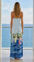 Back view of Light Blue maxi dress