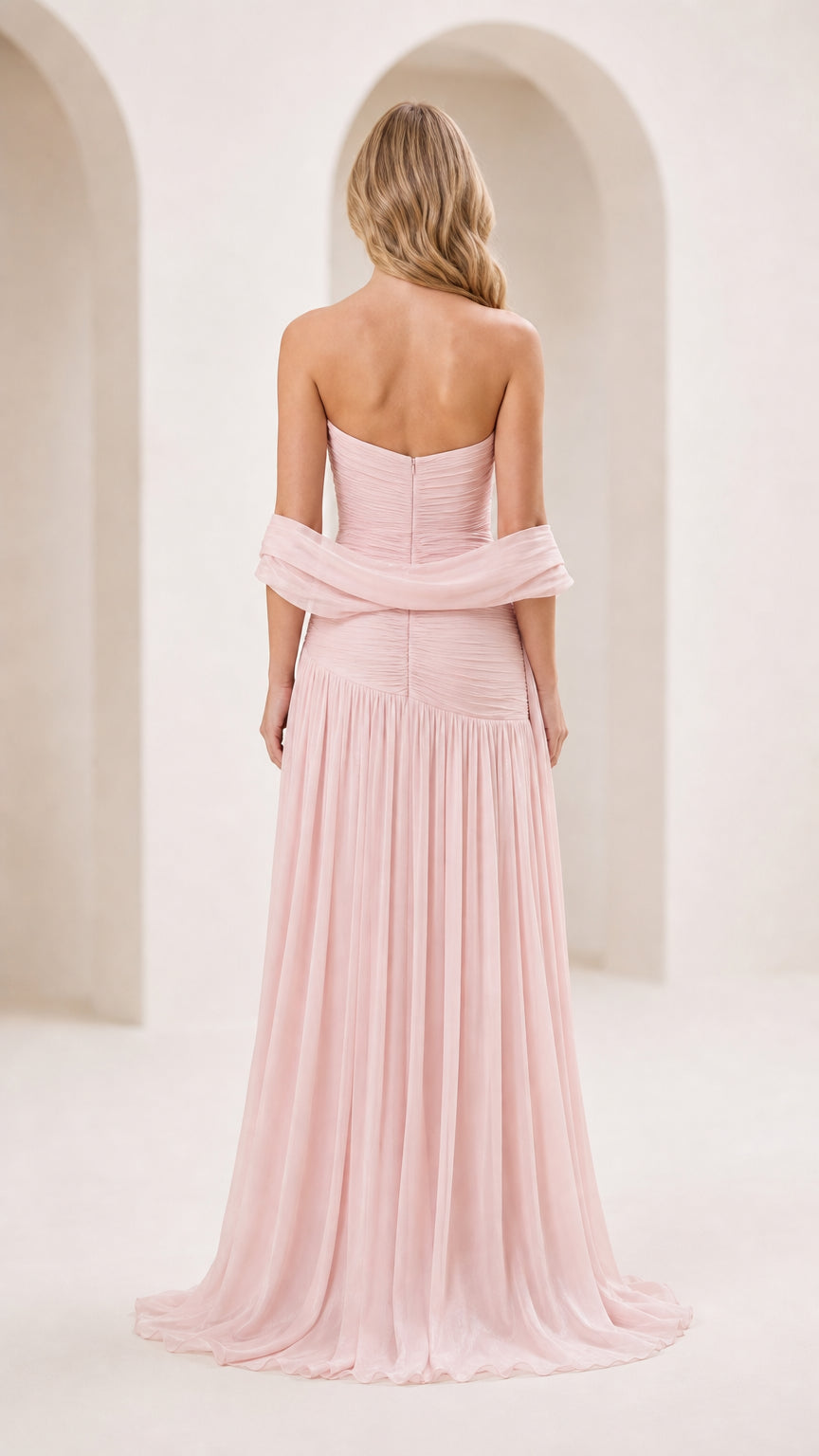 Pink evening gown back view