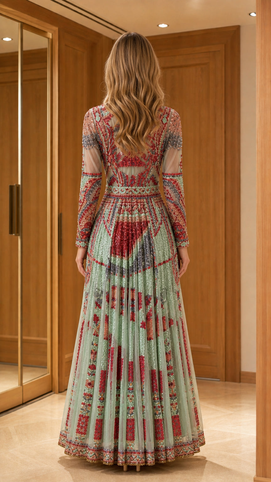 Mint evening gown back view