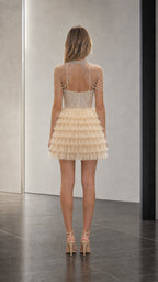 Back view showcasing keyhole back and beaded shoulder detail