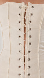 Close-up detail of front metal grommets and lacing