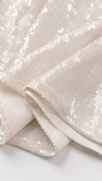 Close-up detail of white sequin fabric texture