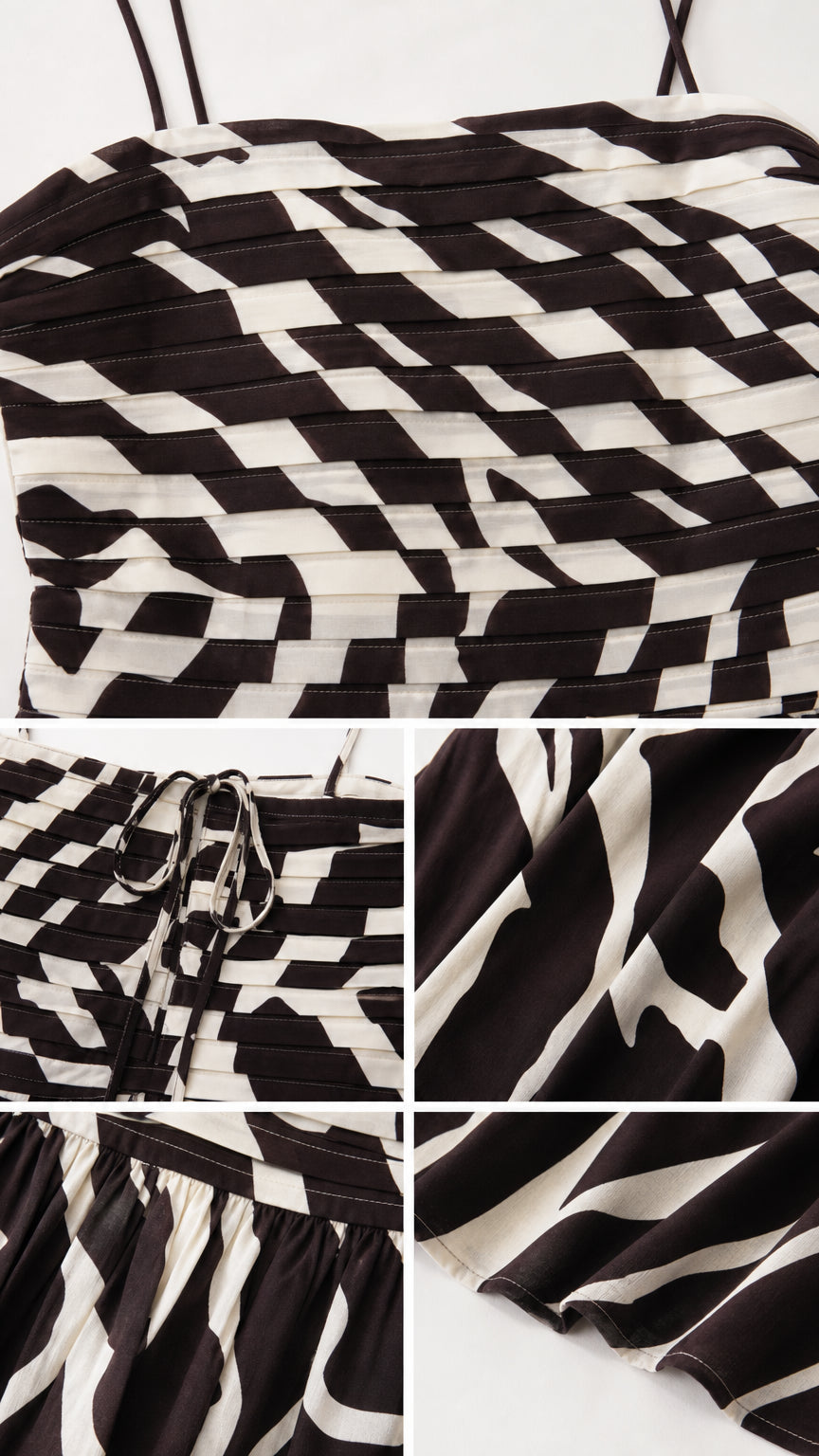 Close-up details of bodice, fabric texture, and hem