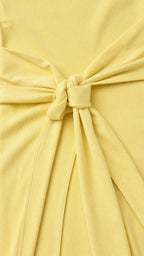 Close-up detail of the ribbed texture and front tie knot