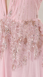 Close-up of sequin and bead embellishments on the waist