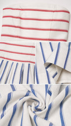 Close-up detail of fabric texture and stripe pattern