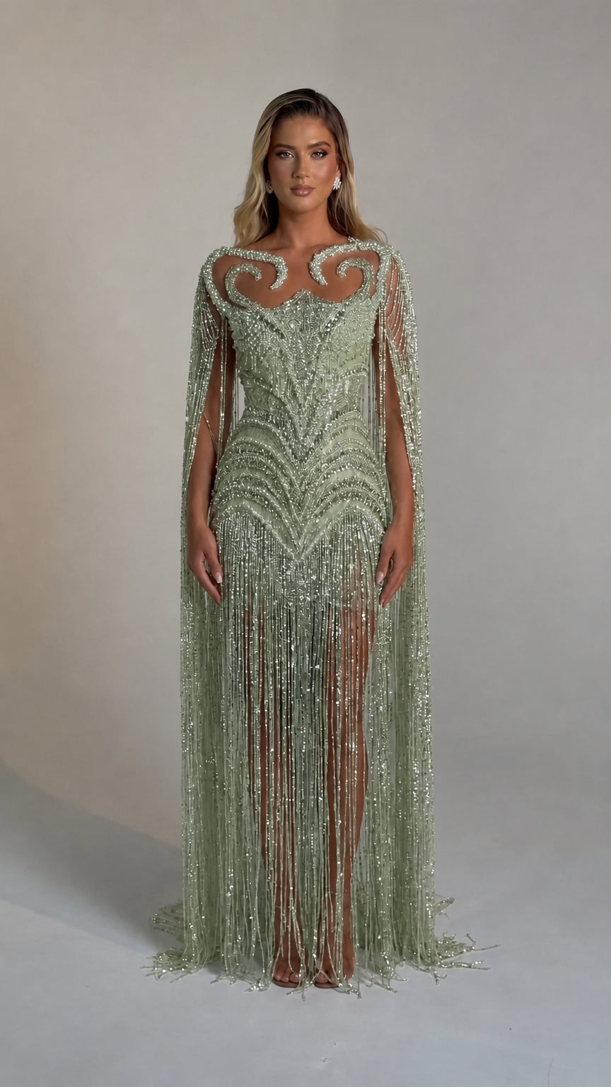 Front view of the sage green color variant