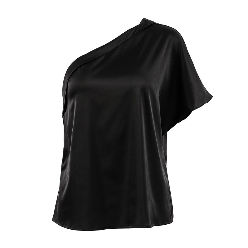 Irregular Collar Matte Color Fashion Tops Women