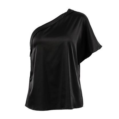 Irregular Collar Matte Color Fashion Tops Women