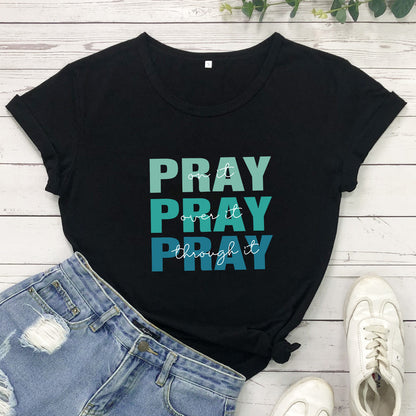 Color Letter T-Shirt European And American New Street Fashion Short-Sleeved Tops For Men And Women