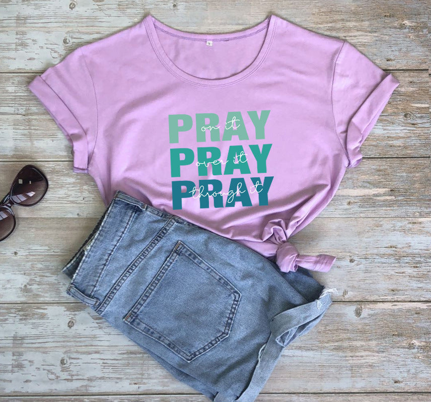 Color Letter T-Shirt European And American New Street Fashion Short-Sleeved Tops For Men And Women