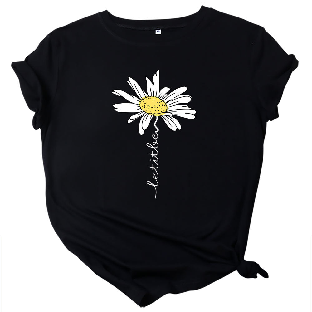 Women Printed Short Sleeve Letter Fashion