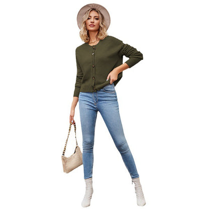 Knitted Cardigans Tops For Women Autumn And Winter Single Button Commuter Knitted Cardigan Jacket