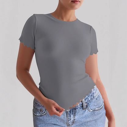 Solid-color Slimming Fitted Top For Women