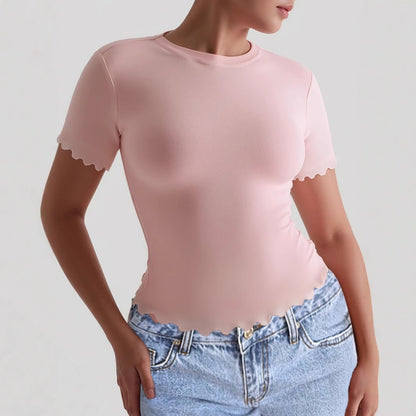 Solid-color Slimming Fitted Top For Women