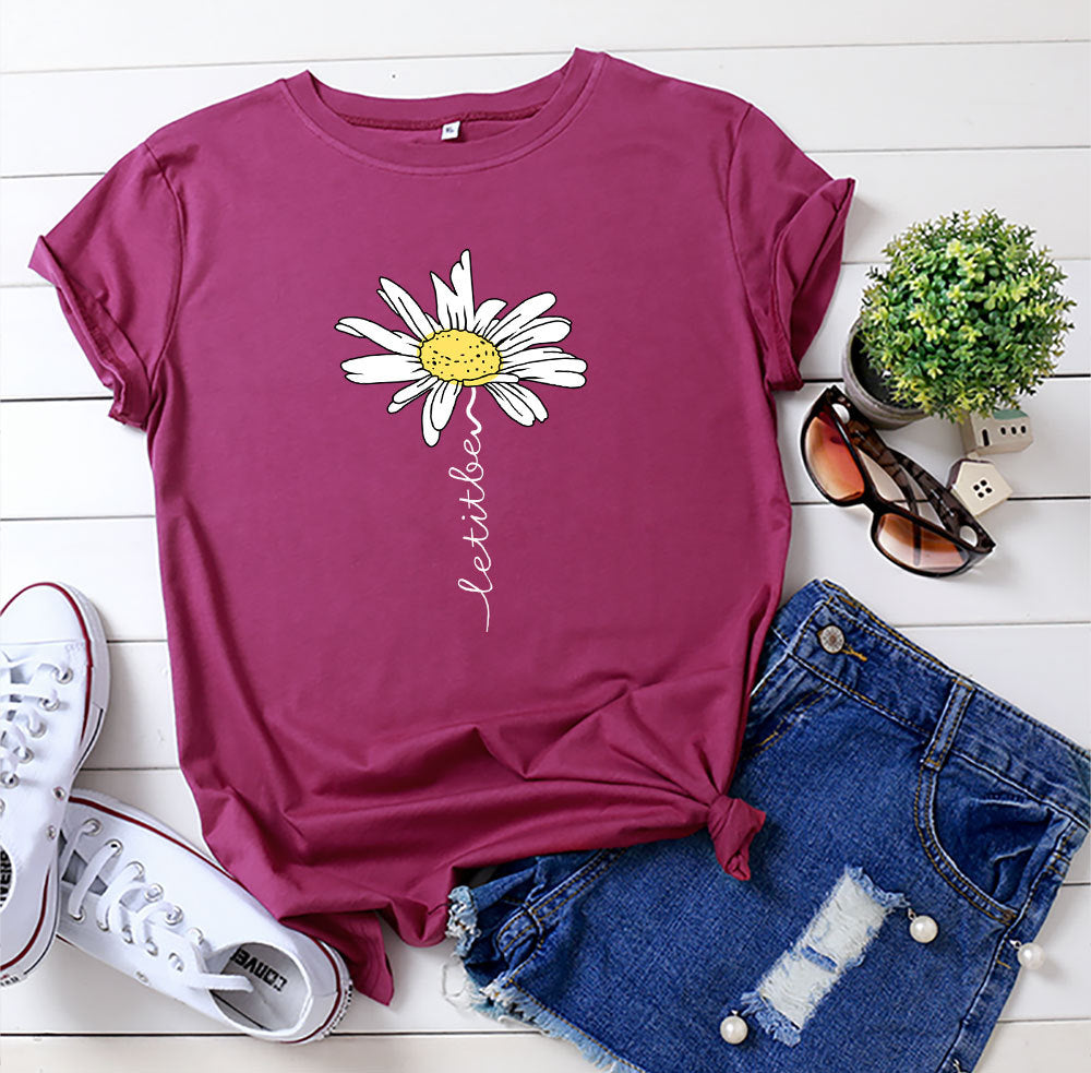 Women Printed Short Sleeve Letter Fashion