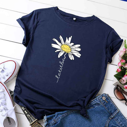 Women Printed Short Sleeve Letter Fashion