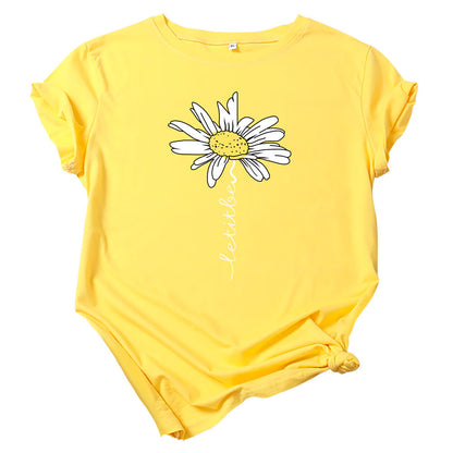 Women Printed Short Sleeve Letter Fashion